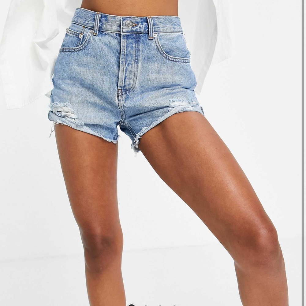 Denim mid rise relaxed shorts